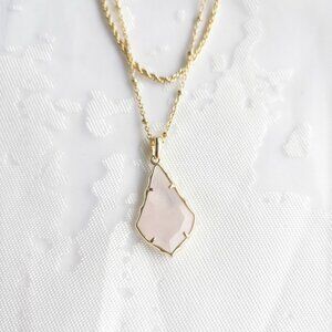 Kendra Scott Faceted Alex Gold Convertible Necklace Rose Quartz